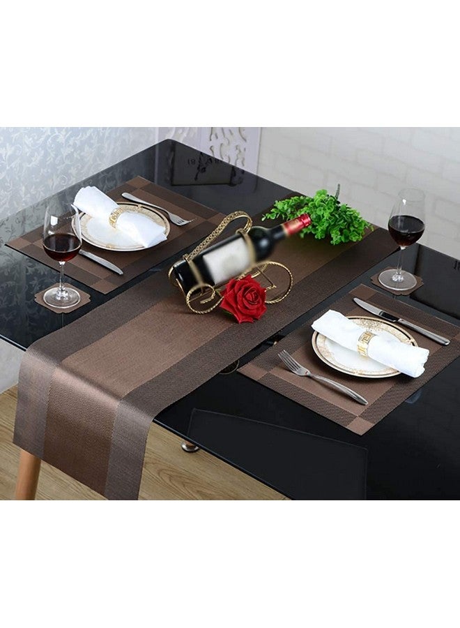 we3 Table Runner Washable Vinyl Brown Table Runner for Kitchen Dining Tea Table Use Heat Insulation PVC Vinyl Weave (Brown, Pack of 2) - Image 3