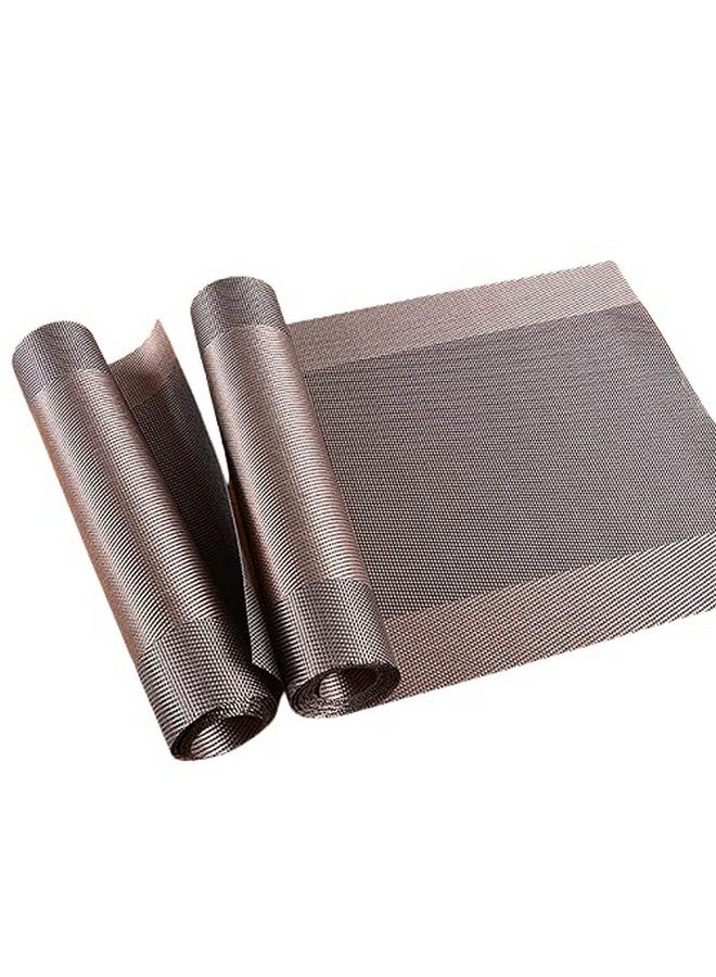 we3 Table Runner Washable Vinyl Brown Table Runner for Kitchen Dining Tea Table Use Heat Insulation PVC Vinyl Weave (Brown, Pack of 2) - Image 1