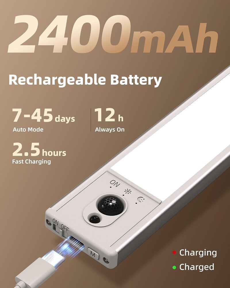 EZVALO Under Cabinet Lights, LED Closet Lights, Wireless USB Charging, Motion Sensor Lighting, Indoor 3500 K, Dimmable with Remote Control (Warm), Pack of 5 - Image 4