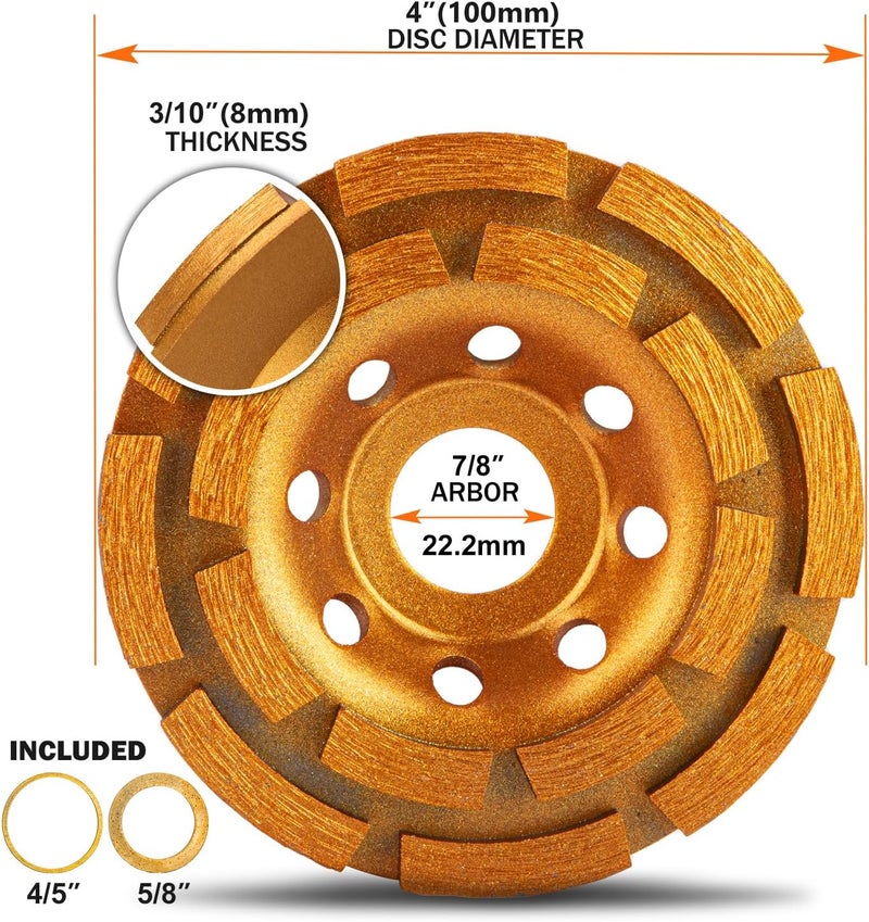 KSEIBI 644025 Diamond Concrete Grinding Wheel 4 inch for Polishing and Cleaning Stone Concrete Surface, Cement, Marble, Rock, Granite, and Thinset Removing, Angle Grinder Wheels Cup Climate adapted upgraded quality - Image 5