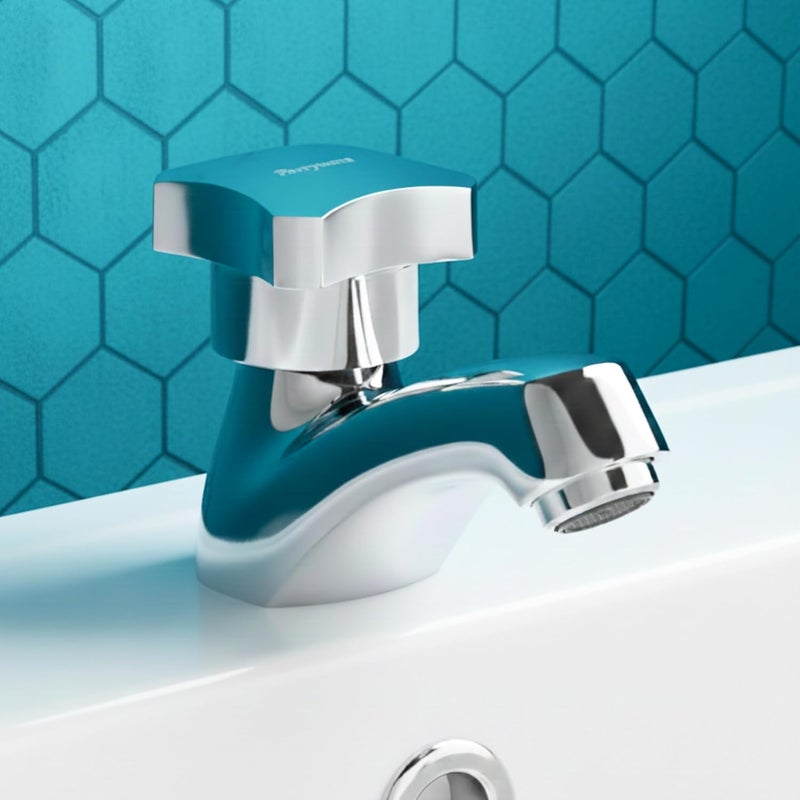 Parryware Jade Pillar Cock Twin Lever Pillar Tap for Bathroom | Cold Only Basin Faucet | Made of Brass | Mirror-Like Chrome Finish | Compact Design | 10 Years Warranty | G0202A1 - Image 1