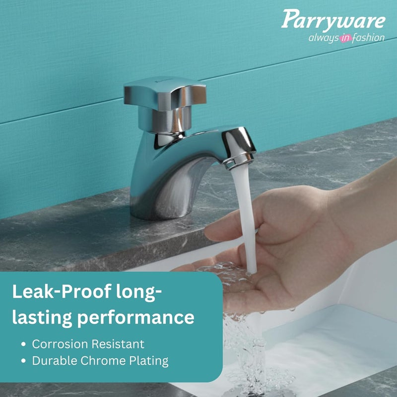 Parryware Jade Pillar Cock Twin Lever Pillar Tap for Bathroom | Cold Only Basin Faucet | Made of Brass | Mirror-Like Chrome Finish | Compact Design | 10 Years Warranty | G0202A1 - Image 3