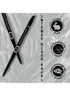 Fashion Colour Intense Black Kajal with Smudger 12H Long Stay Waterproof Smudgeproof 3-in-1 Kajal Eyeliner Smokey Eyeshadow Matte  - Image 4