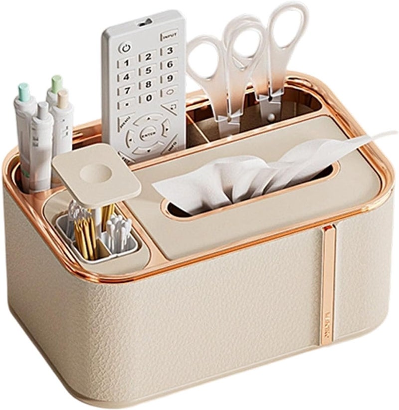 Modern Tissue Dispenser Organiser with Storage Compartment for Living Room and Bedroom Remote Control Holder Multifunctional Tissue Box - Image 1