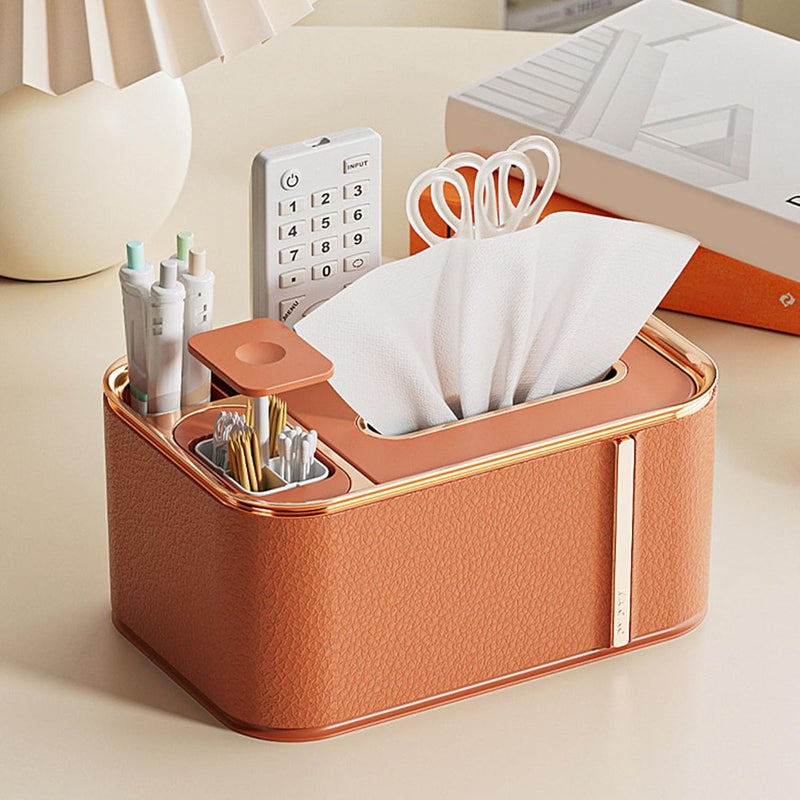 Modern Tissue Dispenser Organiser with Storage Compartment for Living Room and Bedroom Remote Control Holder Multifunctional Tissue Box - Image 3