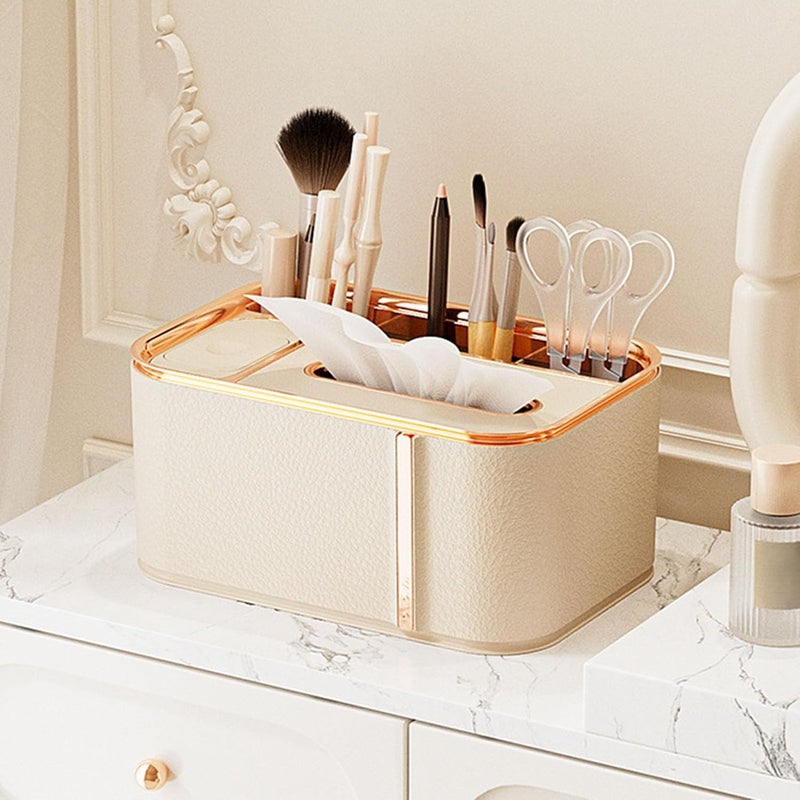 Modern Tissue Dispenser Organiser with Storage Compartment for Living Room and Bedroom Remote Control Holder Multifunctional Tissue Box - Image 2