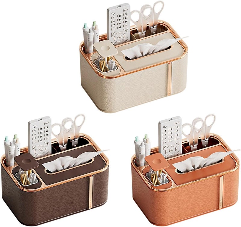 Modern Tissue Dispenser Organiser with Storage Compartment for Living Room and Bedroom Remote Control Holder Multifunctional Tissue Box - Image 5