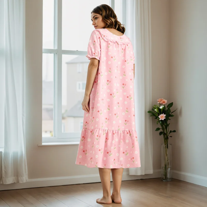 Splash FAV Floral Print Square Neck Night Dress