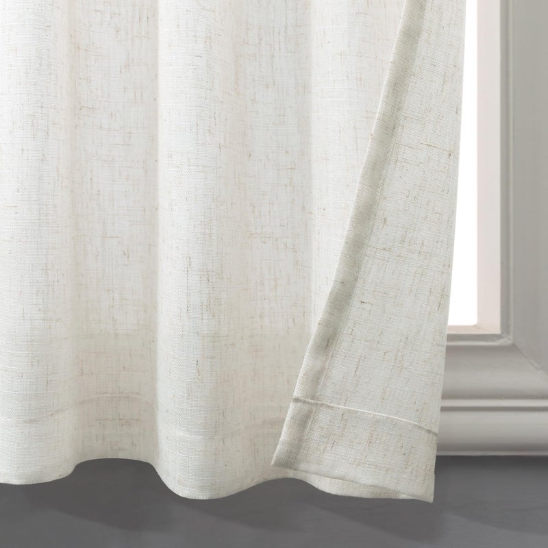 Pitalk Kitchen Curtains 24 Inch Length 2 Panel Back Tab Pocket Natural Linen Light Filtering Sheer Short Curtain for Small Window Opaque Privacy Ivory Tier Curtain for Bedroom Living Room 30x24 Cream Colored - Image 5