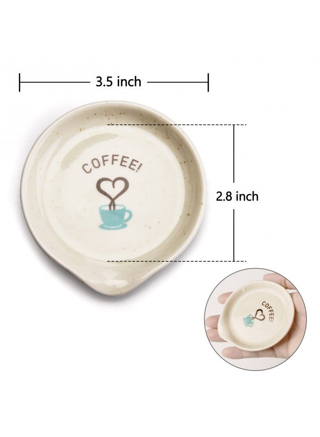 FANGSUN Ceramic Coffee Spoon Holder Rests for Coffee Station Decor, Mini Spoon Holder for Stove Top Countertop, Small Teaspoon Rest, Porcelain Spoon Holder For Coffee Bar Accessories, White, 3.5 Inch - Image 3