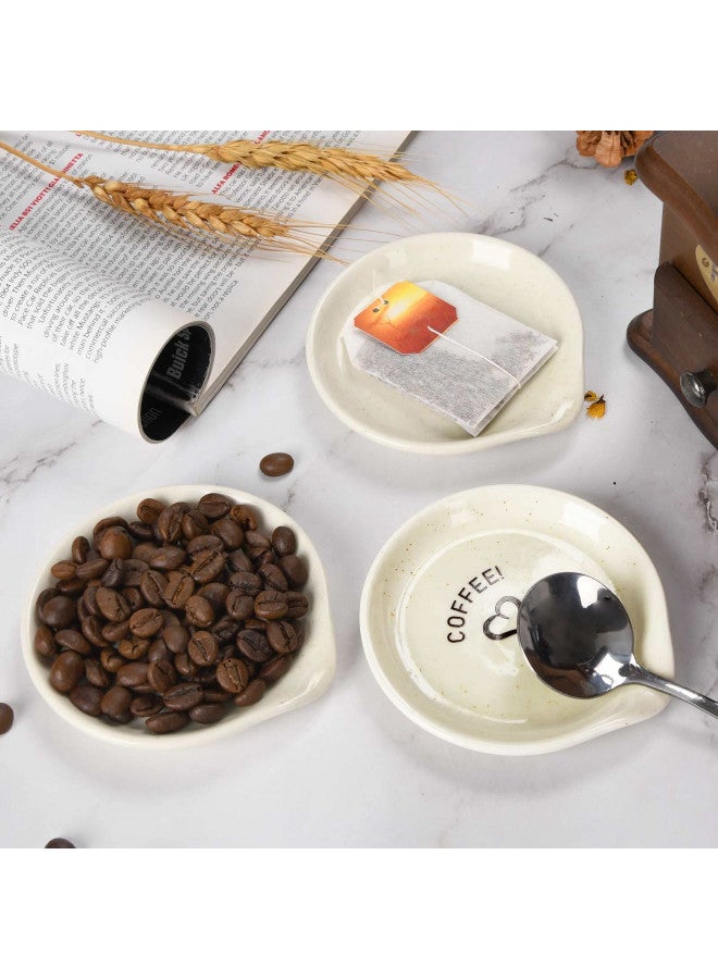 FANGSUN Ceramic Coffee Spoon Holder Rests for Coffee Station Decor, Mini Spoon Holder for Stove Top Countertop, Small Teaspoon Rest, Porcelain Spoon Holder For Coffee Bar Accessories, White, 3.5 Inch - Image 4