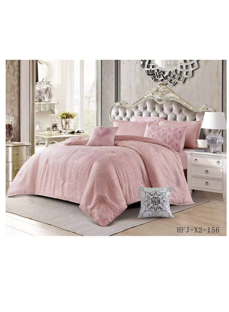 بيج طقم لحاف سرير ميكروفايبر ناعم عالي الجودة مقاس كينج 6 قطع قطعة واحدة ملاءة سرير مقاس 200*200 سم، قطعة واحدة لحاف مقاس 220*240 ثابت، 4 قطع أكياس مخدة فائقة النعومة