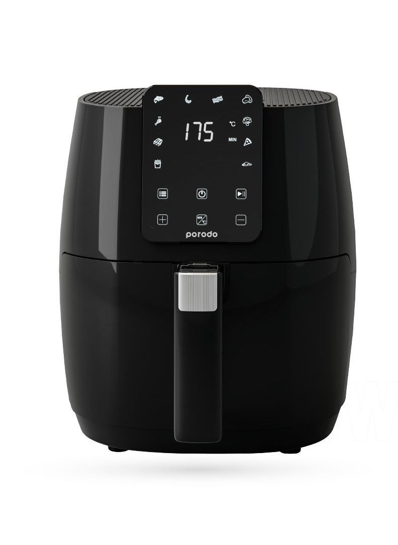 porodo - Advanced Air Fryer Convenient Healthier Choice 5L Dishwasher Safe Basket and Baking Tray Capacity 40 to 200 C Temperature Control Up To 60mins Selection Timer 1500W Performance Touch Display - Black - Image 1