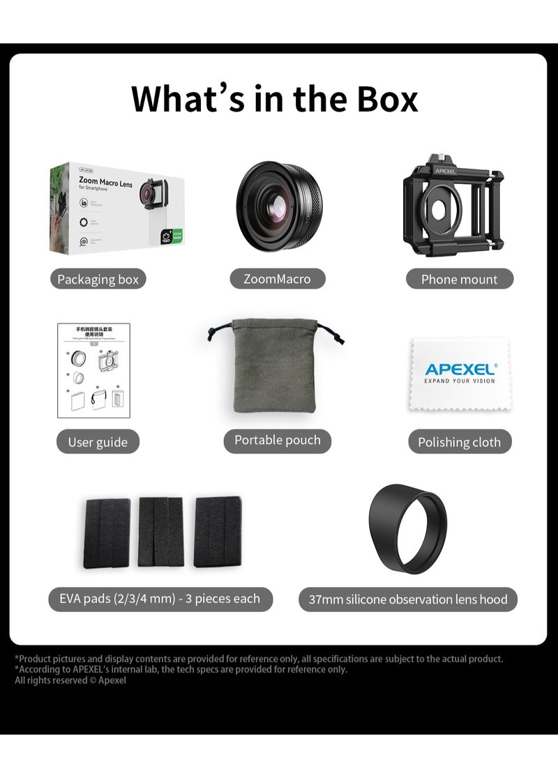 APEXEL - ZM100MM Machine lens Eye Observation Mode Zoom Macro Zoom In Epic For Macro Universal Clamp Micro Lenses For Samsung Iphone And All Smartphones - Image 1