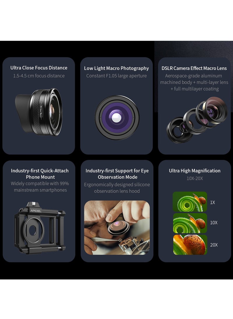 APEXEL - ZM100MM Machine lens Eye Observation Mode Zoom Macro Zoom In Epic For Macro Universal Clamp Micro Lenses For Samsung Iphone And All Smartphones - Image 1