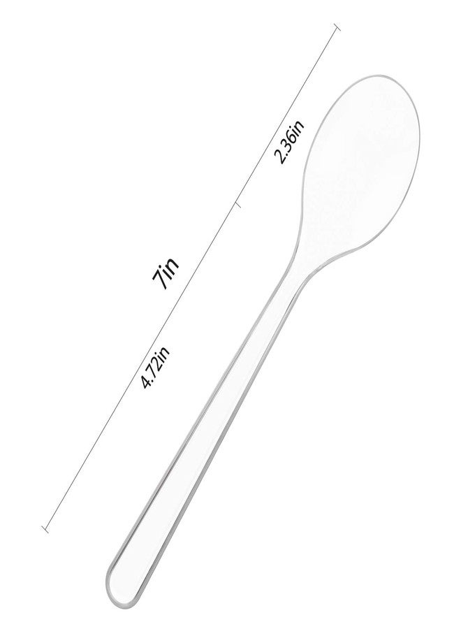 TashiBox [150 Plastic Spoons] Disposable Clear Spoons, Heavyweight Cutlery - Image 2