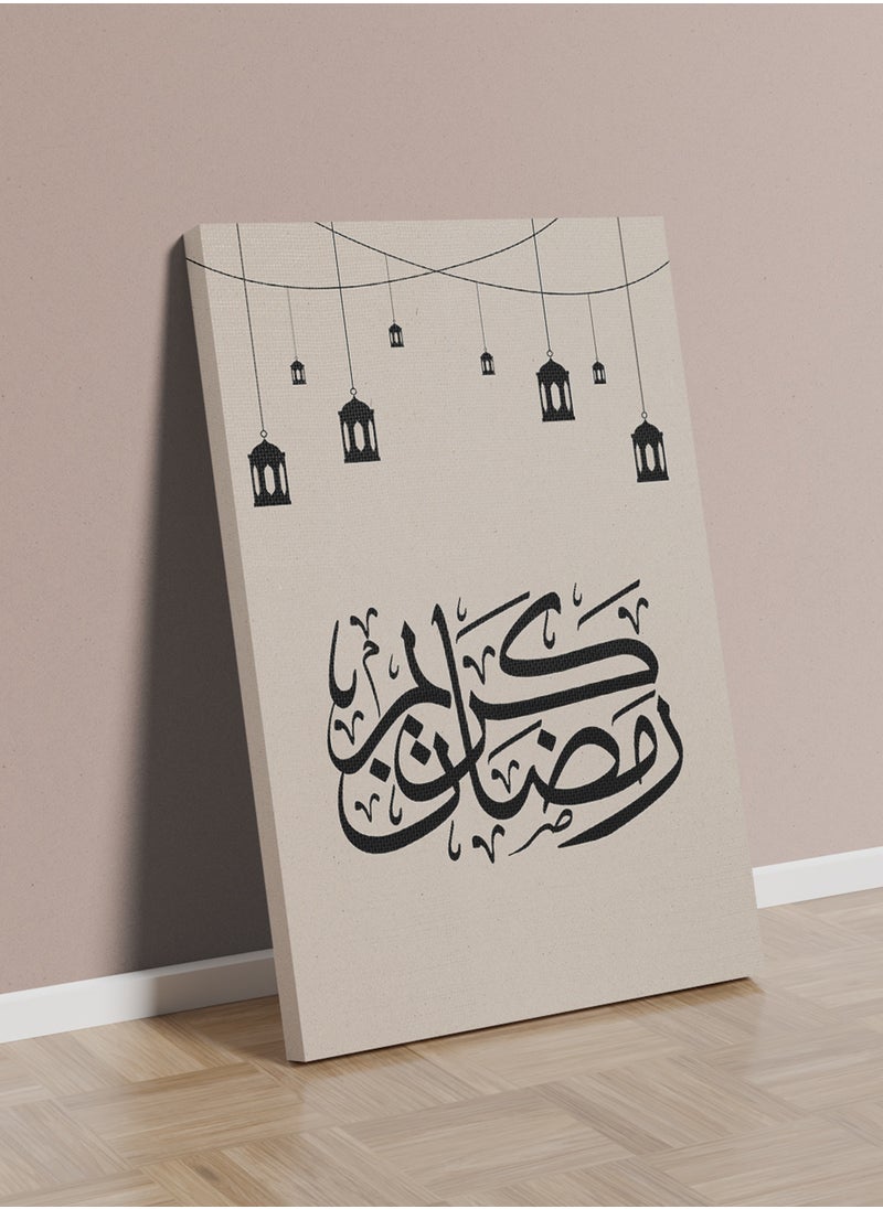 Canvas Wall Art Stretched Over Wooden Frame with Ramadan Kareem Lanterns Painting - pzsku/ZE0DF7B1C529942190D9CZ/45/_/1736424561/c5feda30-01c0-45c5-9391-155fd13c11a3