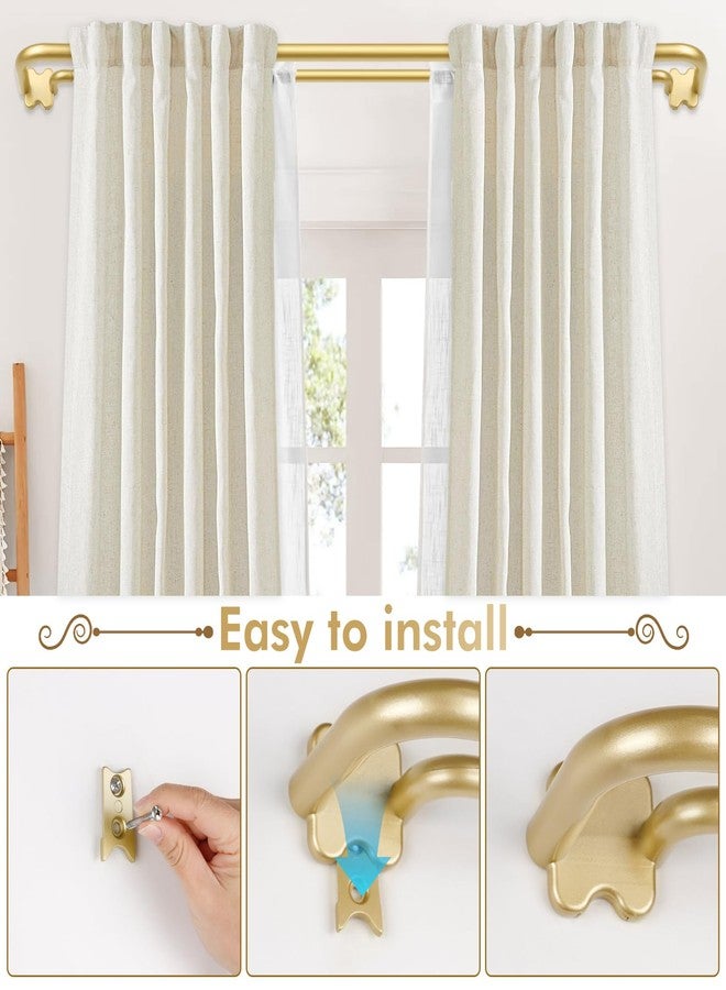 USFOOK Gold Double Curtain Rods Set, USFOOK Blackout Wrap Around Curtain Rods for Windows 48 to 84 Inch, 6/8 Inch Room Darkening Curtain Rod 32 to 86 Inch, Decorative Double Drapery Rods - Image 4