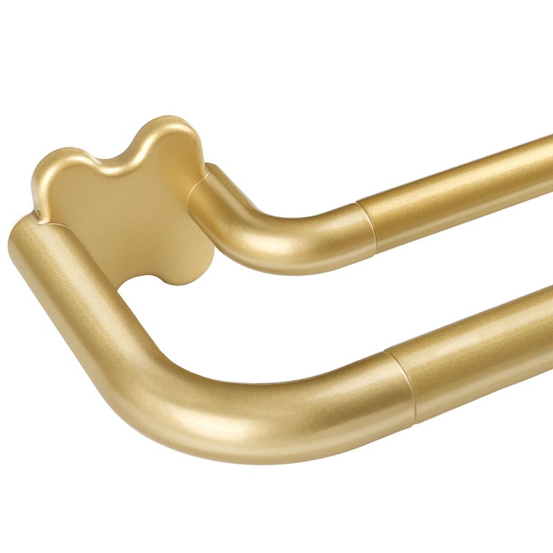 USFOOK Gold Double Curtain Rods Set, USFOOK Blackout Wrap Around Curtain Rods for Windows 48 to 84 Inch, 6/8 Inch Room Darkening Curtain Rod 32 to 86 Inch, Decorative Double Drapery Rods - Image 1