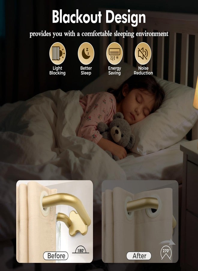 USFOOK Gold Double Curtain Rods Set, USFOOK Blackout Wrap Around Curtain Rods for Windows 48 to 84 Inch, 6/8 Inch Room Darkening Curtain Rod 32 to 86 Inch, Decorative Double Drapery Rods - Image 2
