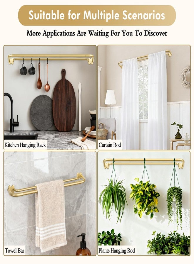 USFOOK Gold Double Curtain Rods Set, USFOOK Blackout Wrap Around Curtain Rods for Windows 48 to 84 Inch, 6/8 Inch Room Darkening Curtain Rod 32 to 86 Inch, Decorative Double Drapery Rods - Image 5