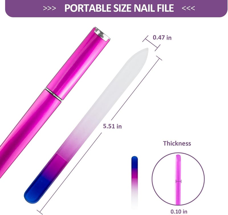 EAONE Crystal Glass Nail File with Case 3 Pack, Double-Sided Etched Fingernail Files for Natural Nails Professional Footnail Care Tool, Stocking Stuffers for Women Girls Gifts - Image 2