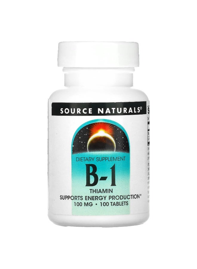 Source Naturals Source Naturals, B-1, Thiamin, 100 mg, 100 Tablets  - Image 1