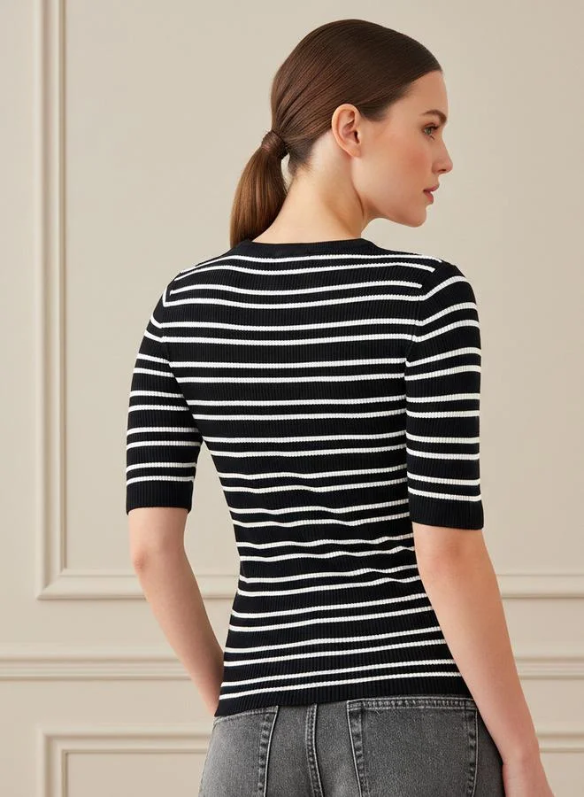 Splash FAV  Striped Crew Neck Sweater for Women | Best Price UAE