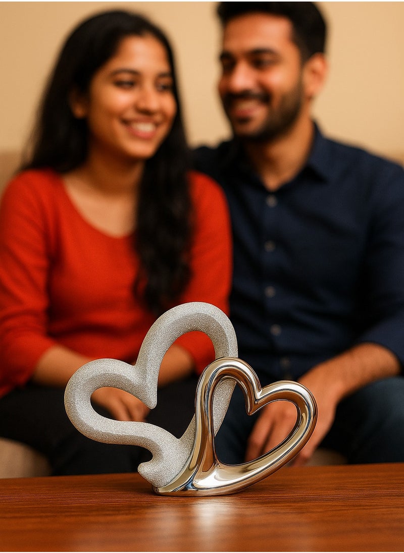UPSCALE Wedding and Anniversary Gift for Couple and Family| Extra Tall (17cm) Beautiful Home Decor Item, Living Room| Silver and Glitter  - Image 3