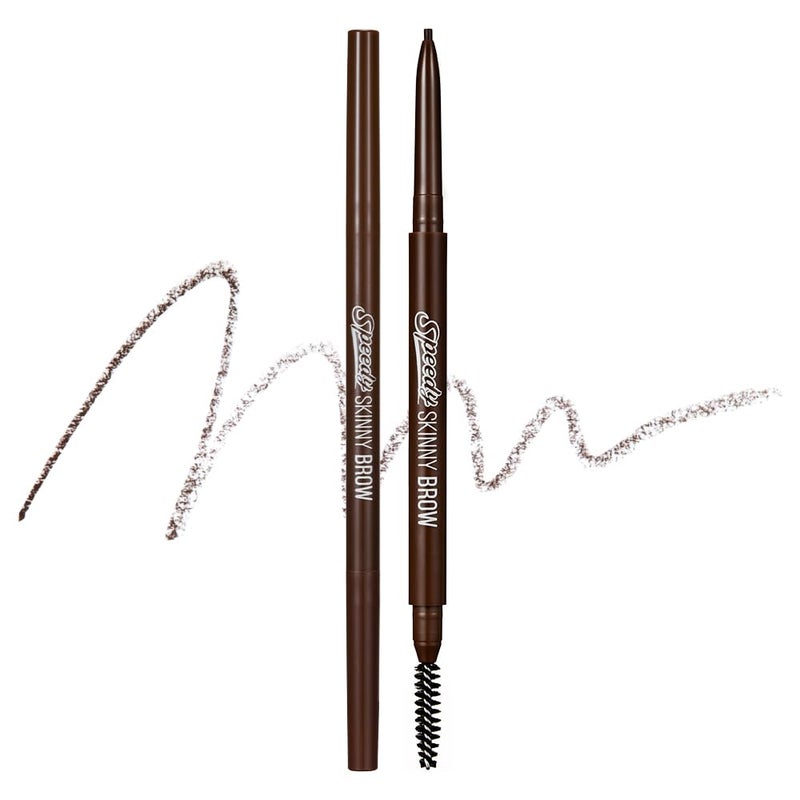 PERIPERA Speedy Skinny Brow (02 Dark Brown), 1.5mm Precise Eyebrow Pencil, Dual-Sided Fine Tip Shades, Define Fills Brow Make up - Image 1