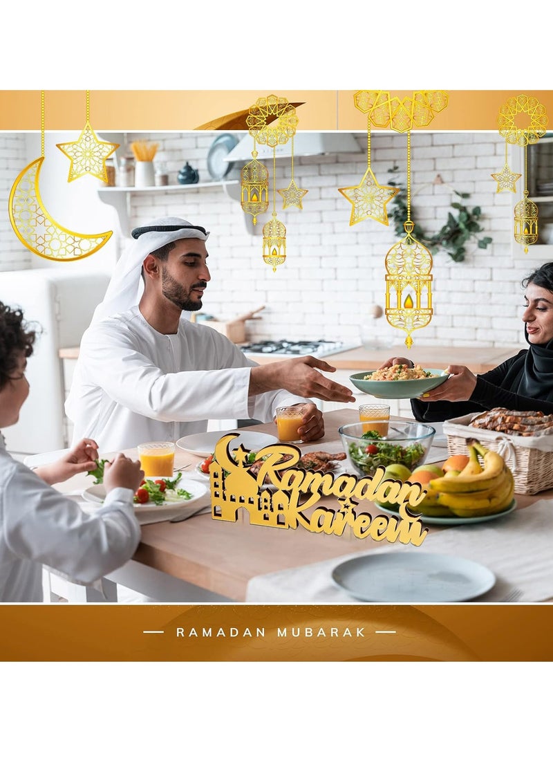 يواوليتي - زينة رمضان للمنزل ، زخرفة طاولة رمضان ، هدية رمضان ، علامة رمضان كريم ، زخرفة طاولة خشبية أكريليك - Image 1