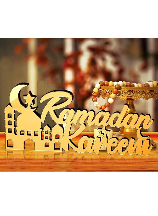 Yoawllty Ramadan Decorations for Home, Ramadan Table Decoration, Ramadan Gift, Ramadan Kareem Sign, Acrylic Wooden Table Sign Decoration  - Image 1
