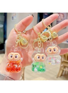 Arabest Cute Kawaii Floating Glitter Labubu Keychain,Labubu Monsters Decoration,Liquid Clear Acrylic Key Ring Accessories  - Image 3
