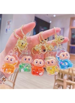 Arabest Cute Kawaii Floating Glitter Labubu Keychain,Labubu Monsters Decoration,Liquid Clear Acrylic Key Ring Accessories  - Image 5