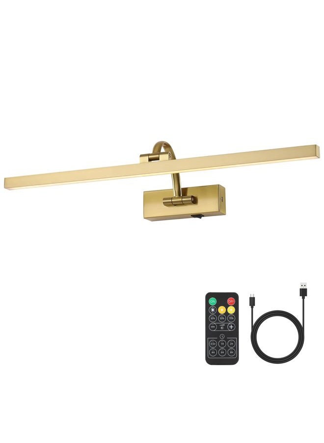 DESOOP Wireless Picture Lights for Wall Battery Operated, Brass Art Lighting for Paintings Rechargeable Gallery lights with Remote and Timer 3CCT Dimmable Painting Lights for Artwork Portrait 23.62 inch - Image 1