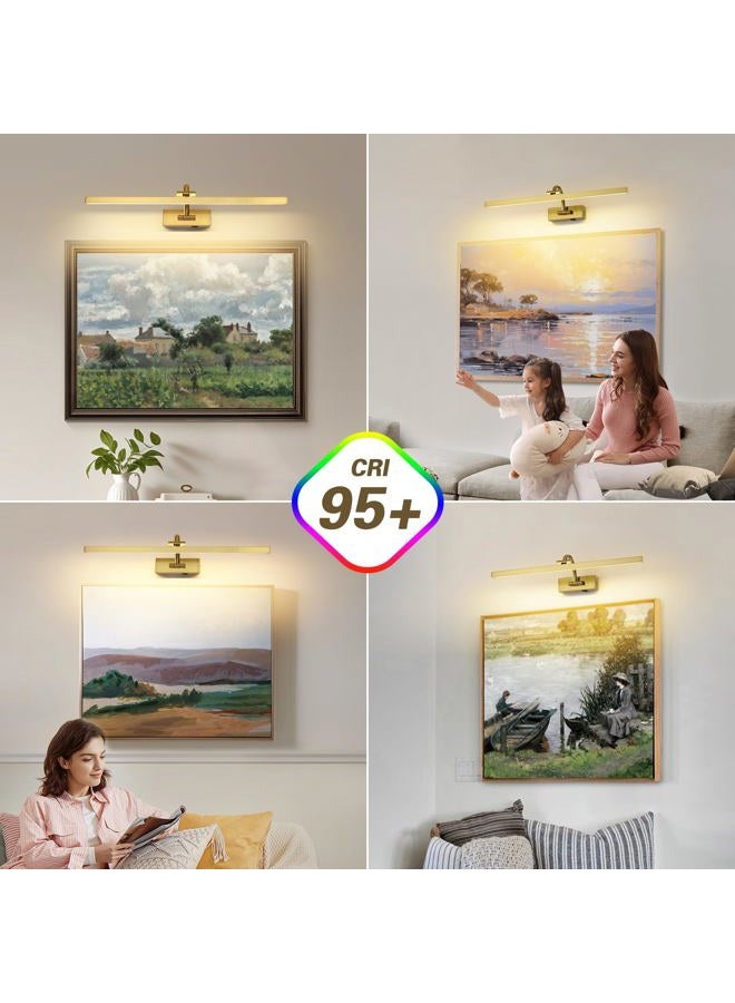 DESOOP Wireless Picture Lights for Wall Battery Operated, Brass Art Lighting for Paintings Rechargeable Gallery lights with Remote and Timer 3CCT Dimmable Painting Lights for Artwork Portrait 23.62 inch - Image 3