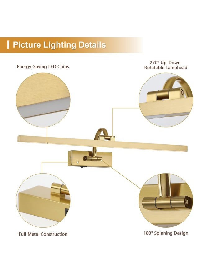 DESOOP Wireless Picture Lights for Wall Battery Operated, Brass Art Lighting for Paintings Rechargeable Gallery lights with Remote and Timer 3CCT Dimmable Painting Lights for Artwork Portrait 23.62 inch - Image 4