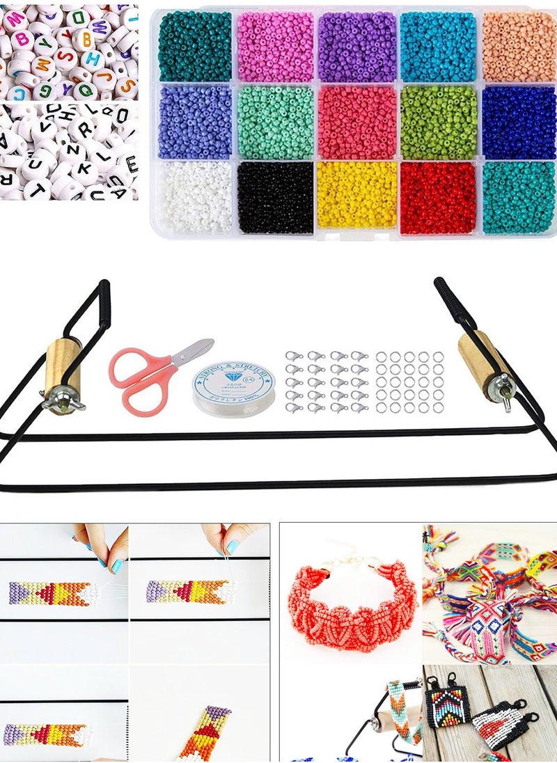 Mountain Gems Frame Bead Loom Kit for Beaded Bracelets Earrings Belts Making Includes Seed Beads  - Image 1