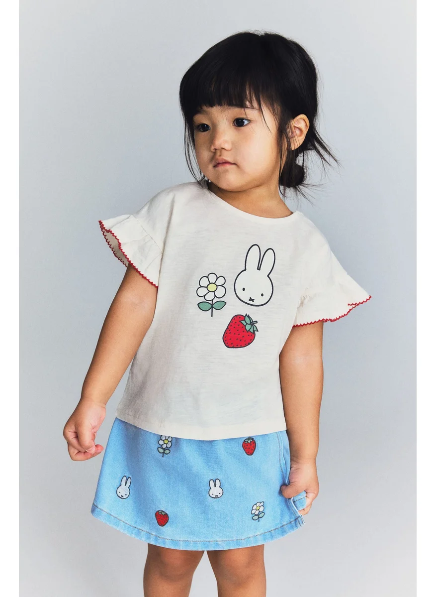 اتش اند ام Print-Detail Cotton Top