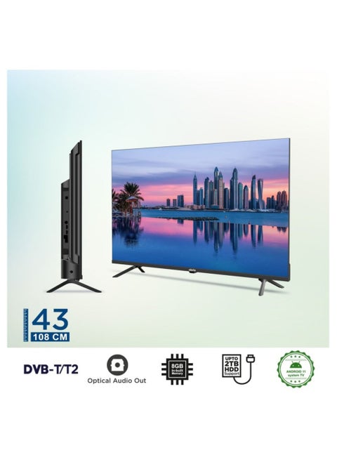 43-Inch Smart LED TV, FHD Picture, 108 CM (43) B43FHD1EKC, HDMI ARC, Bezelless Design, Android 11, Dolby Audio, Screen Sharing, Anti-glare screen, 8GB in-built memory, Optical audio, Remote control