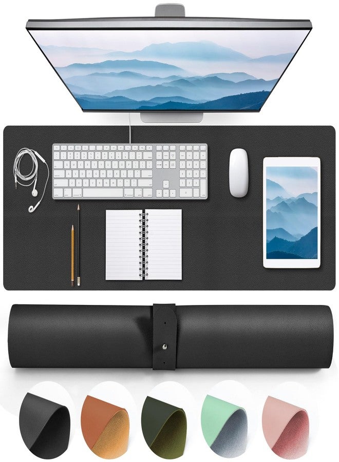 Bagentry Black Leather Desk Mat, Non-Slip Large Computer Desk Pad Protector, Waterproof Office Desk Mouse Pad Blotter for Desktop Keyboard Gaming Home Decor (Black) - Image 1