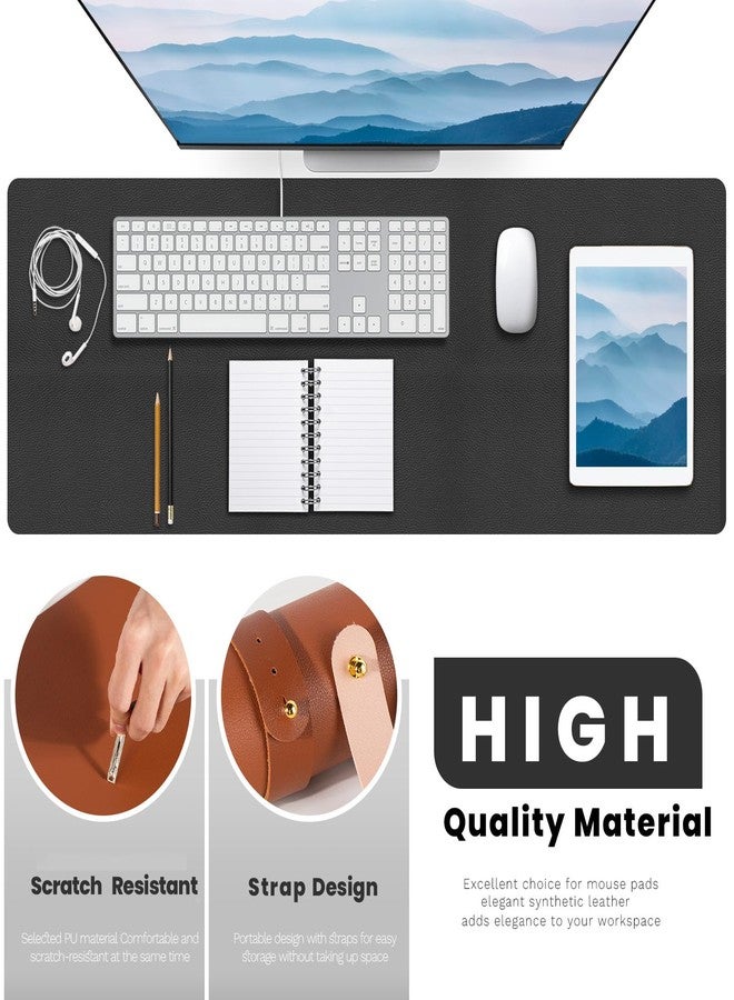 Bagentry Black Leather Desk Mat, Non-Slip Large Computer Desk Pad Protector, Waterproof Office Desk Mouse Pad Blotter for Desktop Keyboard Gaming Home Decor (Black) - Image 3