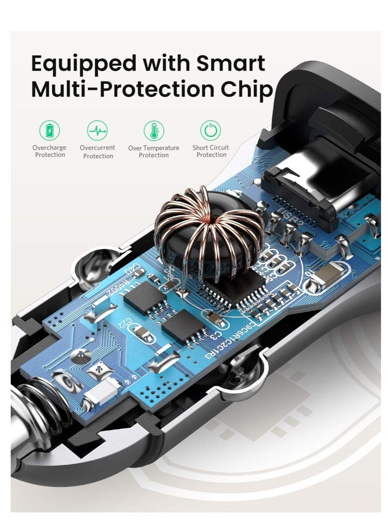 Green Car Charger Dual Port Car Charger 20W with Type-C to Lightning Cable - Image 4