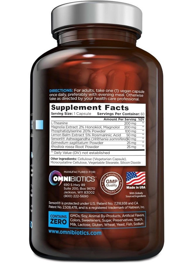 أومنيبيوتيكس مكمل أومني بيوتيكس كورتيزول للنساء والرجال - مُنظِّم الكورتيزول المرتفع مع أشواغاندا، إل-ثيانين، مستخلص ماغنوليا، فوسفاتيديل سيرين لدعم الاسترخاء والهدوء وإزالة السموم - 60 كبسولة نباتية - Image 5