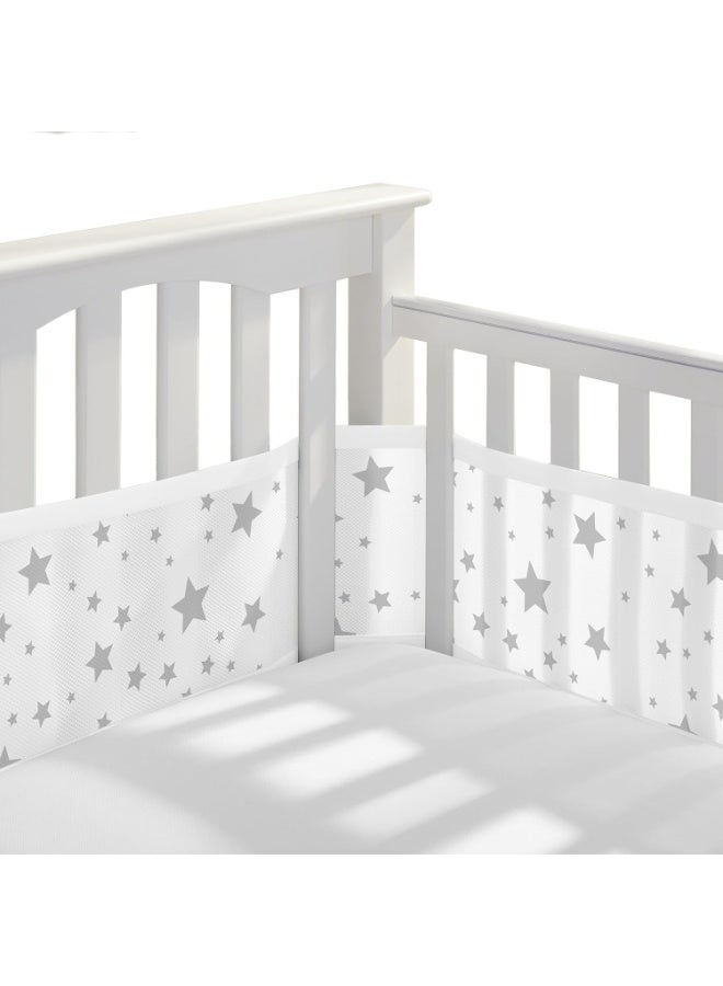 YOUWE7 Baby Crib Bumper, Breathable Mesh Liner for Full-Size Cribs, Breathable Mesh Crib Liner Anti-Collision Bed Bumper for Full-Size 4 Sides Slatted & Solid-Back Crib (White) - Image 1