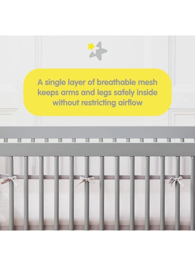 YOUWE7 Baby Crib Bumper, Breathable Mesh Liner for Full-Size Cribs, Breathable Mesh Crib Liner Anti-Collision Bed Bumper for Full-Size 4 Sides Slatted & Solid-Back Crib (White) - Image 5