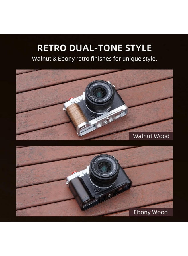 1pcs X-E5 L Shape Hand Grip with Shutter Button Wooden Handle Handgrip Compatible with Fujifilm XE5 Camera Built in Arca Swiss Quick Release Plate Sliver - Image 3