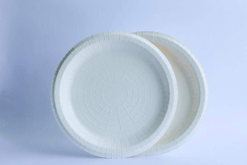 GRACE PAPER GLASS Biodegradable, Compostable, Ecofriendly, Disposable 7 inch Round Plate (Pack of 50, White) - Image 2