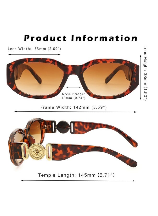 COASION - Irregular Trendy Rectangle Sunglasses Women Vintage Fashion Design Uv Protection Sun Glasses (Leopard/Brown) - Image 1