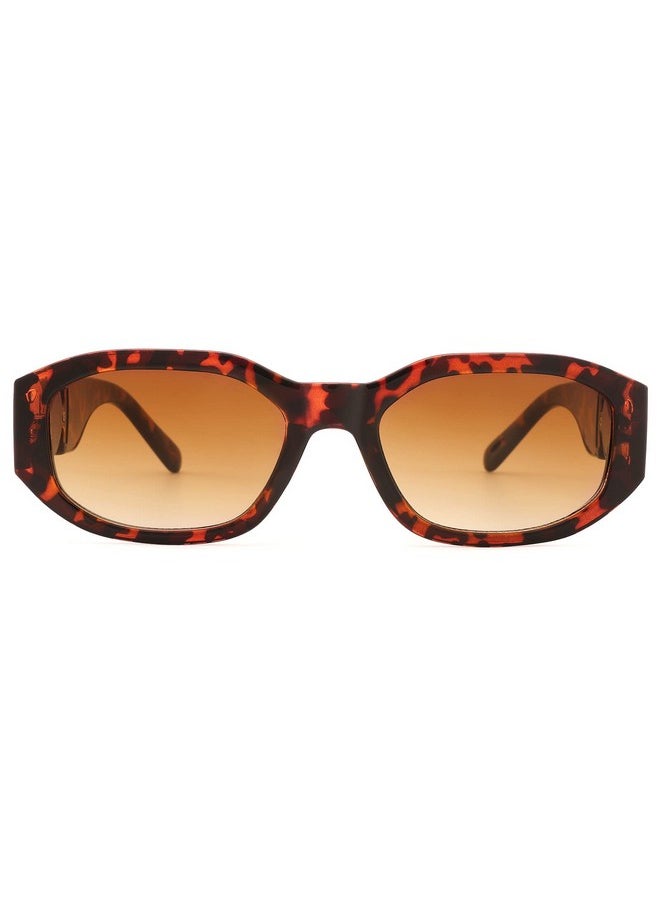 COASION - Irregular Trendy Rectangle Sunglasses Women Vintage Fashion Design Uv Protection Sun Glasses (Leopard/Brown) - Image 1